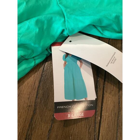 French Connection Poplin Puff Sleeve V Neck Tiered Fit and Flare Maxi Dress XL - Picture 6 of 9